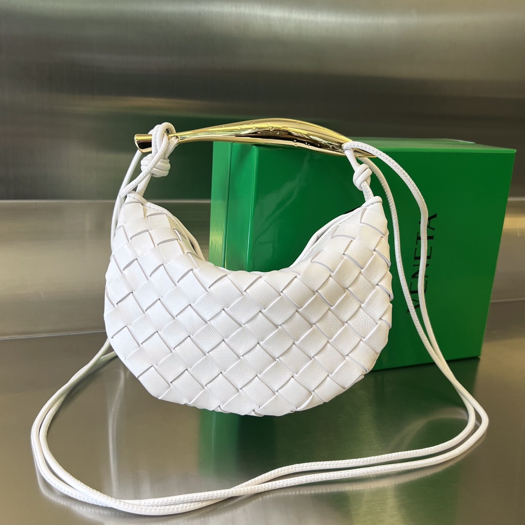 Mini Sardine Intrecciato Leather Shoulder Bag White